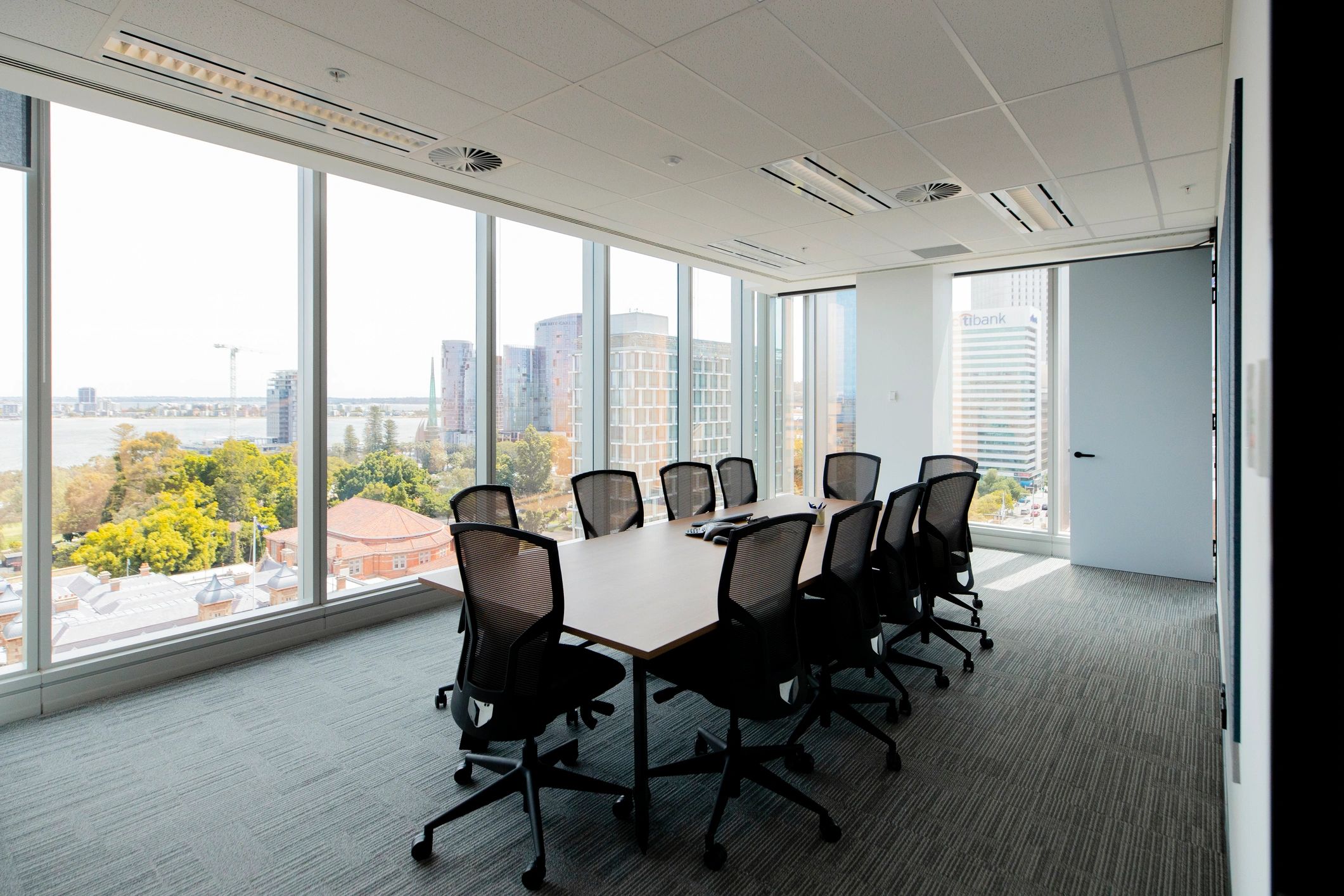Modern boardroom set up for a meeting